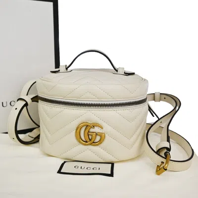 Gucci Marmont Beige Leather Backpack Bag ()