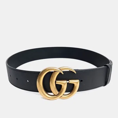 Pre-owned Gucci Marmont Belt (400593) In Black