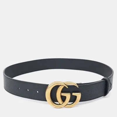 Pre-owned Gucci Marmont Belt (406831) In Black