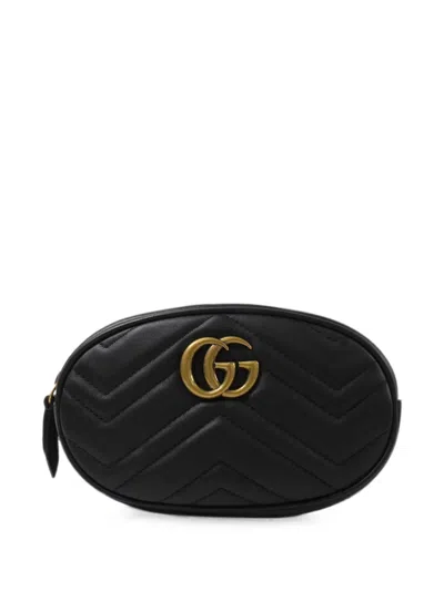 Pre-owned Gucci Marmont Belt Bag In Black