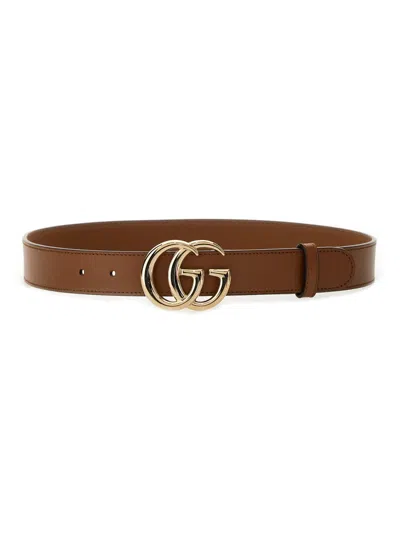Gucci Marmont Belt In Leather In Brown