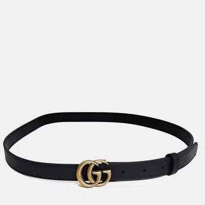 Pre-owned Gucci Marmont Black Leather Belt
