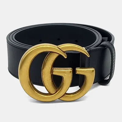 Pre-owned Gucci Marmont Black Leather Belt