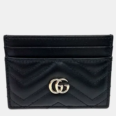 Pre-owned Gucci Marmont Black Leather Card Holder (443127)
