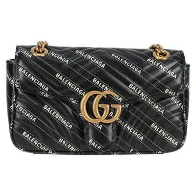 Pre-owned Gucci Marmont Black Leather Shoulder Bag ()
