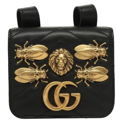 Pre-owned Gucci Marmont Black Leather Wallet  ()