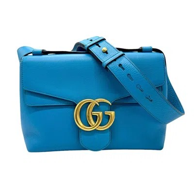 Gucci Marmont Blue Leather Shoulder Bag ()