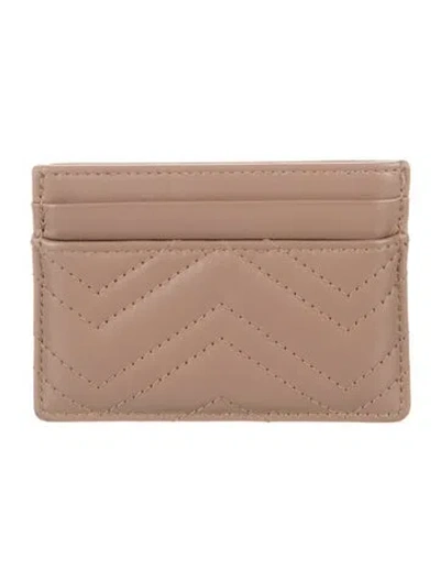 Pre-owned Gucci Marmont Card Case Double G Logo Card Holder In Neutral