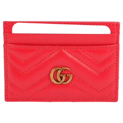 Pre-owned Gucci Marmont Card Case Red Nib
