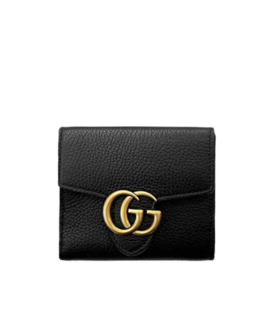 Gucci Marmont Cellarius Leather Bifold Wallet In Black