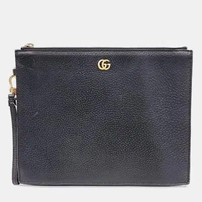 Pre-owned Gucci Black Leather Marmont Clutch Bag