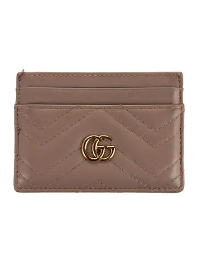 Pre-owned Gucci Marmont Double G Logo Card Holder In Neutrals
