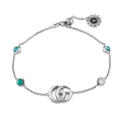 Pre-owned Gucci Marmont Double Silver Flower Bracelet
