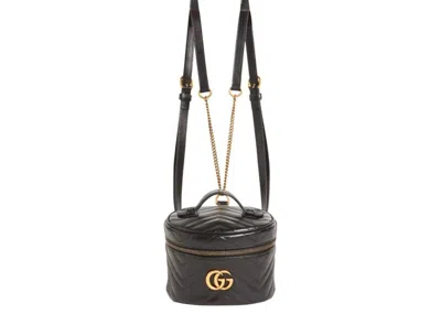 Pre-owned Gucci Marmont Gg Backpack In Black