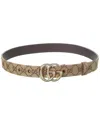 Gucci Gg Marmont Reversible Thin Leather Belt In Beige