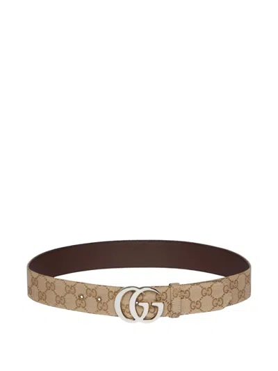 Gucci Marmont Gg Canvas Belt In Gold