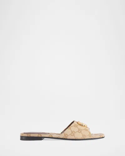 Gucci Marmont Gg Canvas Slide Sandals In Neutral
