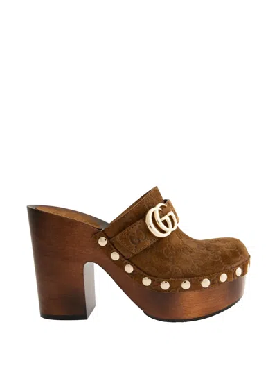 GUCCI GG MARMONT SUEDE CLOGS