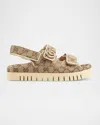 Gucci New Marmont Gg Leather-trimmed Sandals In 9753 Beige Ebony New Ivoire