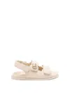 Gucci Gg Embossed Strap Sandals In Neutral