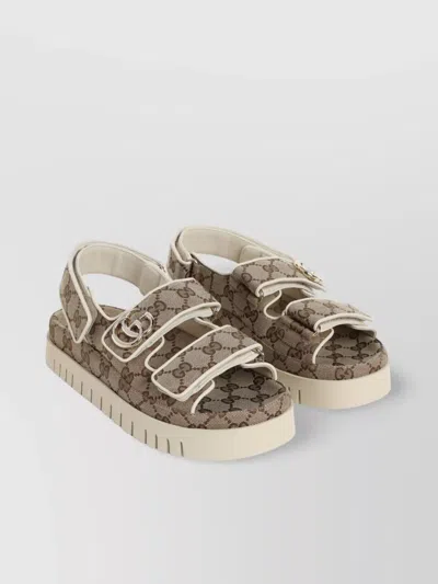 Gucci Marmont Gg Sandals With Chunky Rubber Outsole In Brown