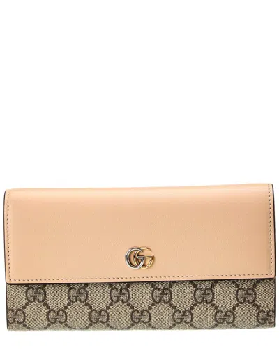 GUCCI GUCCI MARMONT GG SUPREME CANVAS & LEATHER CONTINENTAL WALLET