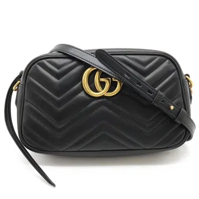Gucci Marmont Gm Black Leather Shoulder Bag ()