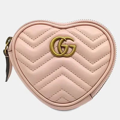 Pre-owned Gucci Marmont Heart Coin Purse (699517) In Pink
