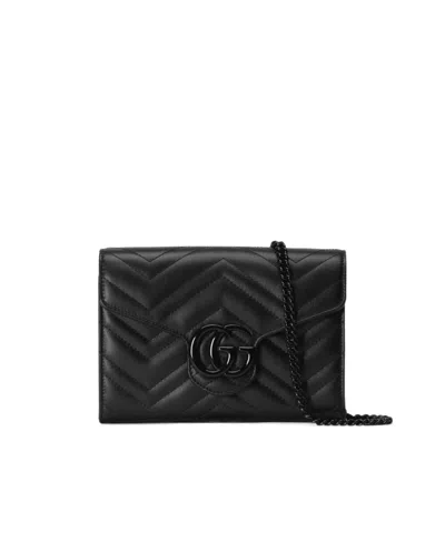 Gucci Black Gg Marmont Mini Leather Shoulder Bag