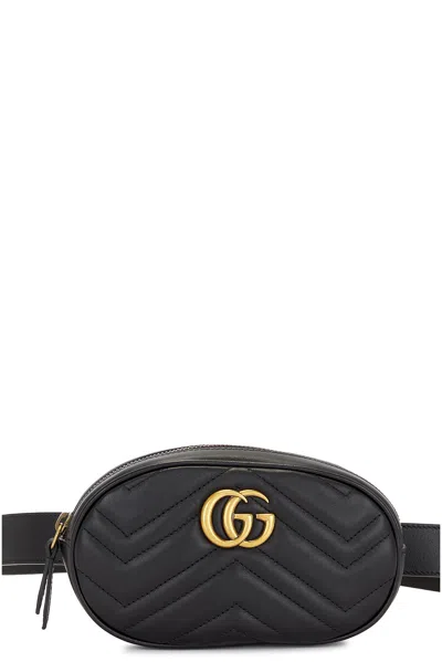 Gucci Marmont Leather Waist Bag In Black