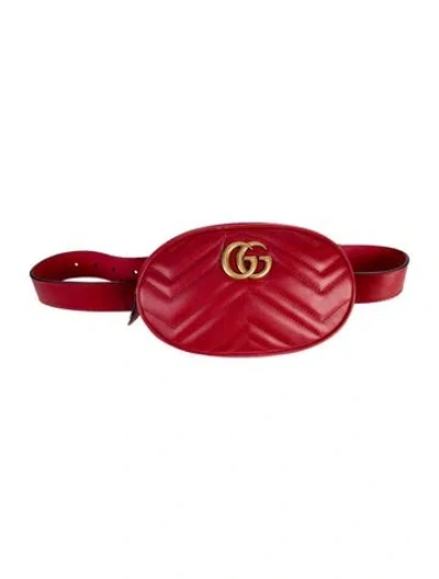 Pre-owned Gucci Marmont Matelasse Belt Bag In Red