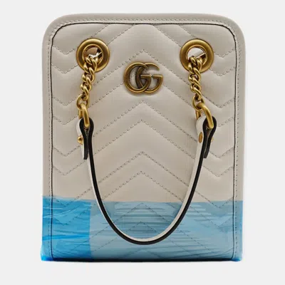 Pre-owned Gucci Marmont Matelasse Quilted Mini Bag In White