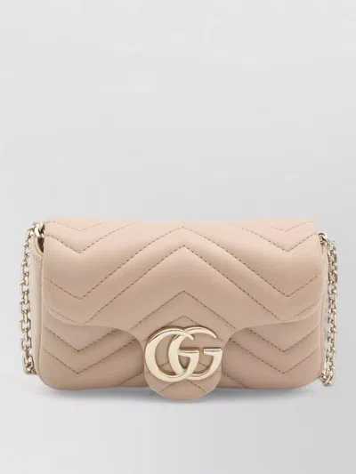 Gucci Marmont Mini Chain Leather Crossbody Bag In Neutral