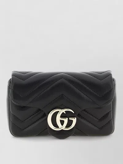 Gucci Marmont Mini Shoulder Bag Chain Strap In Black