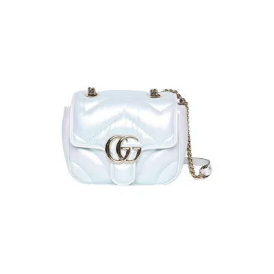 Pre-owned Gucci Marmont Mini Shoulder Bag 'iridescent Snow Light Blue' | Women's Size Onesize