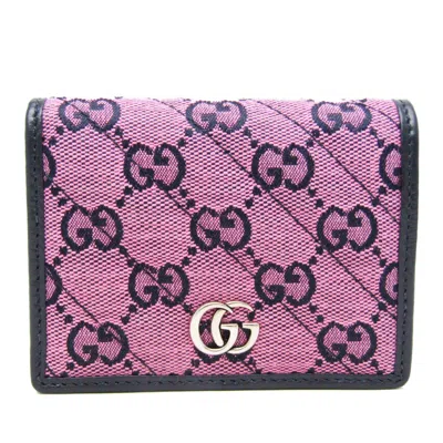 Pre-owned Gucci Marmont Pink Canvas Wallet  ()