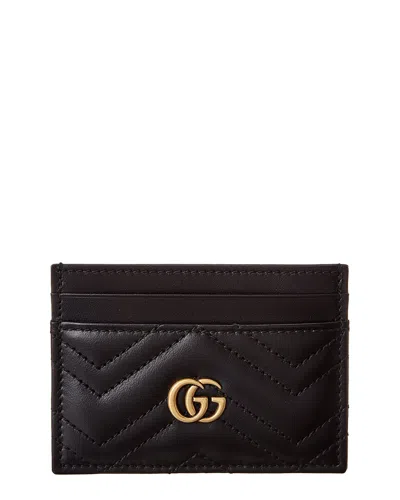 Gucci Marmont Quilted Leather Card Case In Black