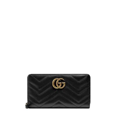 Gucci Marmont Quilted Leather Wallet In Black