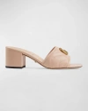 Gucci Leather Double G Heeled Mules In Skin Rose