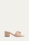 Gucci Leather Double G Heeled Mules In Skin Rose