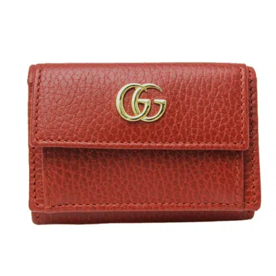 Pre-owned Gucci Marmont Red Leather Wallet  ()