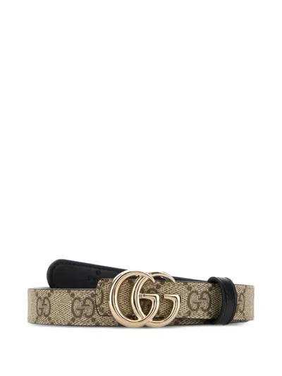 Gucci Beige Printed Canvas Reversible Belt In Neutral