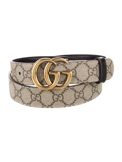 Pre-owned Gucci Marmont Reversible Gg Supreme Belt W/ Tags In Neutral