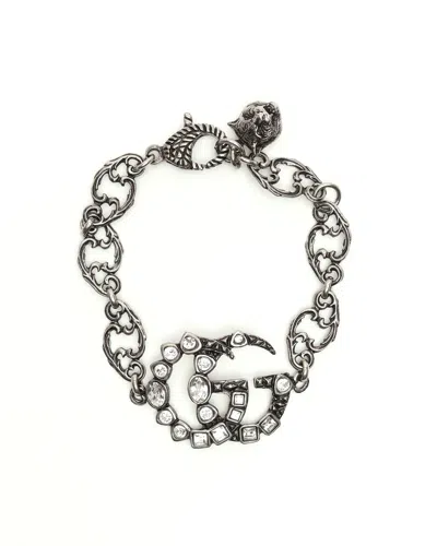 Gucci Marmont Rhinestone Bracelet In Silver