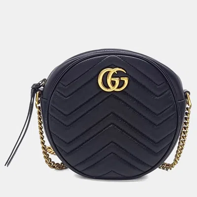 Pre-owned Gucci Marmont Round Shoulder Bag (550154) In Black