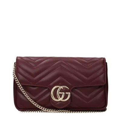 Gucci Marmont Pochette Women's Leather Red/burgundy