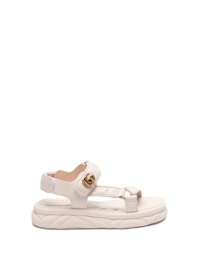 Gucci `marmont` Sandals In White