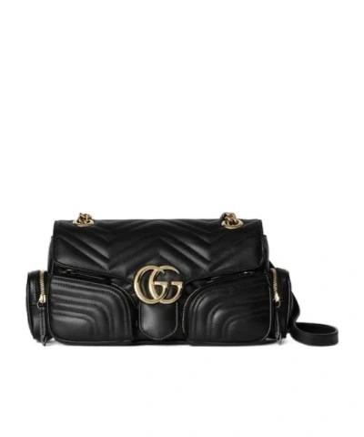 Gucci Small Gg Marmont Shoulder Bag In Black
