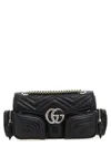 Gucci Small Shoulder Bag With Chain Strap And Chevron Pattern In Black