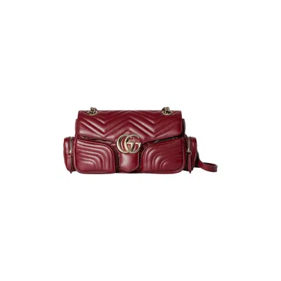 Pre-owned Gucci Marmont Small Multi Pocket Bag 'rosso Ancora' | Red | Women's Size Onesize